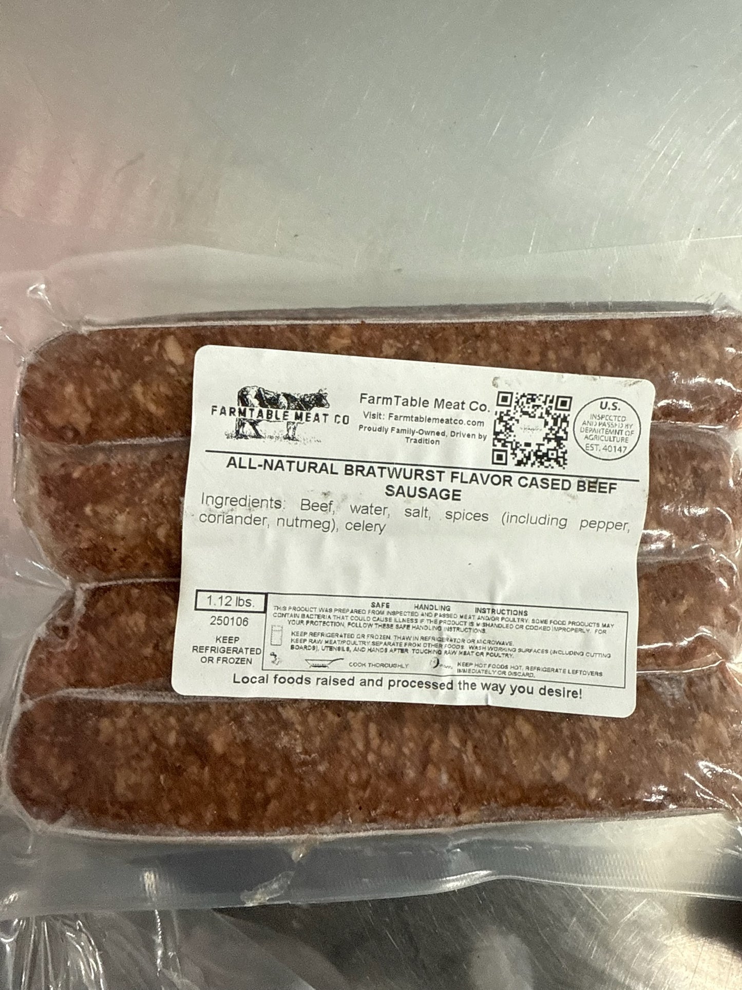 All-Natural Bratwurst Beef Sausage