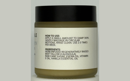Cosmetic jar with label on a white background