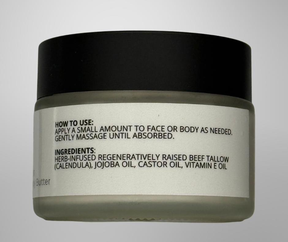 Jar of skincare product with black lid and white label on a light gray background