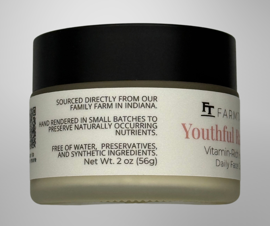 Jar of facial cream with a black lid and white label on a light gray background
