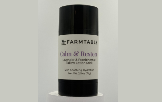 Farmtable Calm & Restore lotion stick on a white background